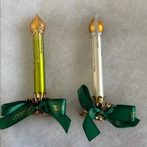 Waterford Vintage Clip On Glass Candle Ornaments - Set of 2